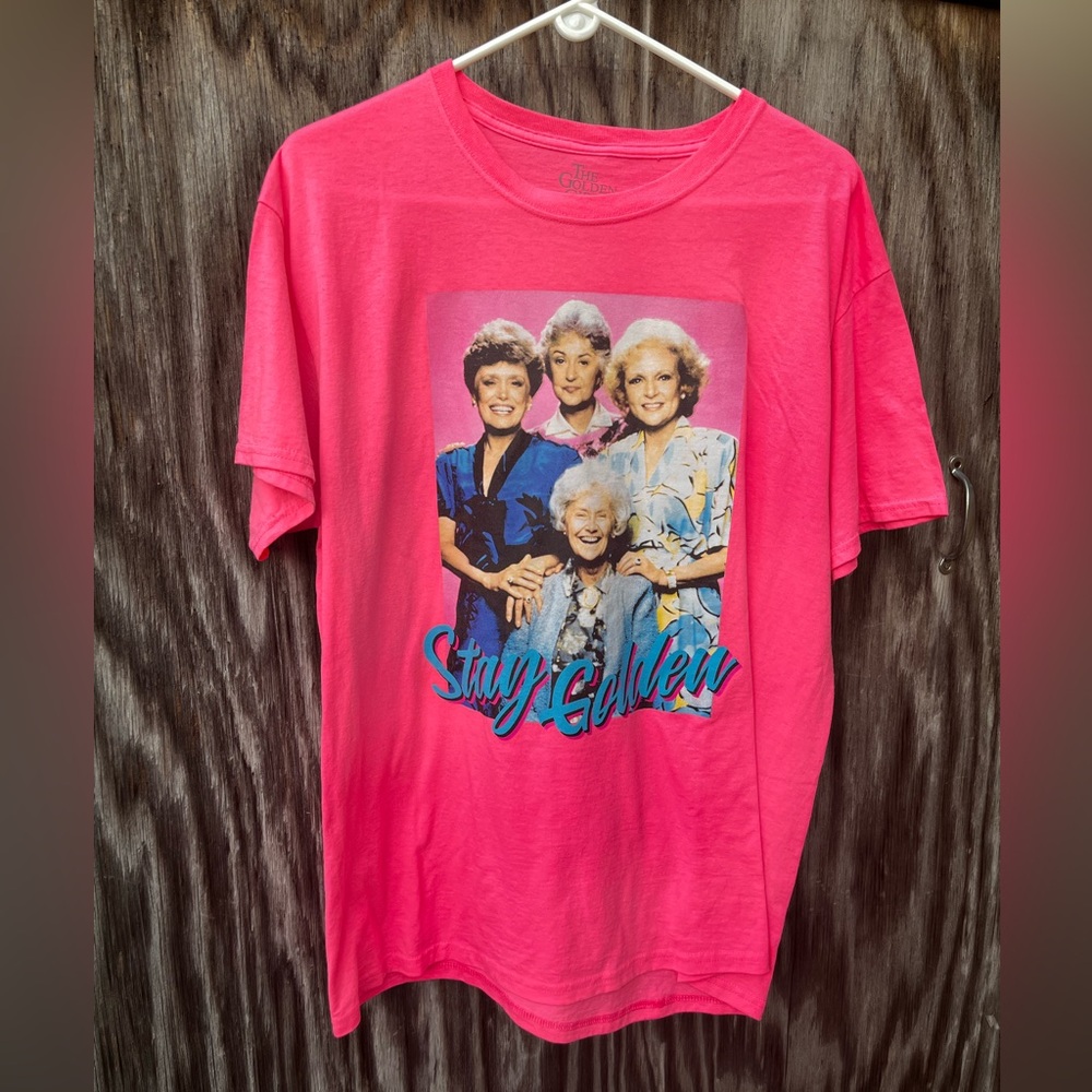 Bold Pink Short Sleeve Crew Neck Tee golden girls large women